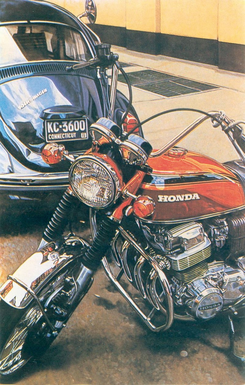 33. Μπάκγουελ, «Μοτοσυκλέτα στην οδό Μπέκερ», 1973, λάδι σε μουσαμά.