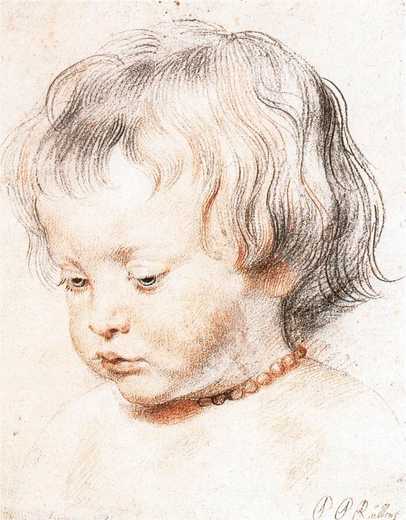 18. Ρούμπενς, «Προσωπογραφία του γιου μου Νικόλα», 1610, χρωματιστά μολύβια.