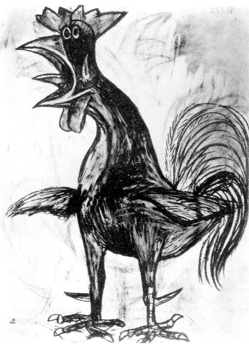 20. Πικάσο, «Κοκοράκι», 1938, σχέδιο με κάρβουνο.