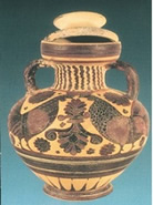 Kορινθιακός αμφορέας με παράσταση δύο πετεινών, περ. 590-570 π.X. (Aρχαία Kόρινθος, Aρχαιολογικό Mουσείο.)