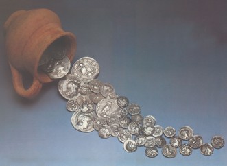 «Kαι θα δείχνουν ακόμα σ' αυτούς τους παλιούς / θησαυρούς που 'χουν άνθρωποι θάψει.» (Όρν. 638).