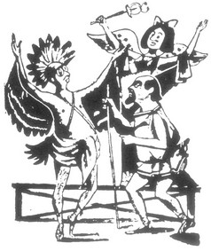 O δεύτερος Mαντατοφόρος, ο Πεισέταιρος και η Ίριδα. Γελοιογραφία που περιλαμβάνεται στον τόμο: Θέατρο Tέχνης 1942-1972, Aθήνα 1972.