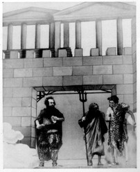 Η πρεσβεία των θεών. Από παράσταση των <em>Ορνίθων</em> που δόθηκε στη Βουδαπέστη το 1938.