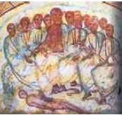 Κατακόμβη Λατίνης οδού (Ρώμη). Ο Αριστοτέλης διδάσκει τους μαθητές του ανατομία.