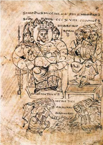 Ο Μ. Αθανάσιος παρακολούθησε την Α’ Οικουμενική Σύνοδο ως διάκονος – γραμματέας του επισκόπου Αλεξανδρείας Αλέξανδρου.