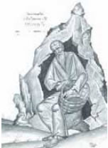 Ασκητής με το εργόχειρό του. Χαρακτικό του Γ. Κόρδη