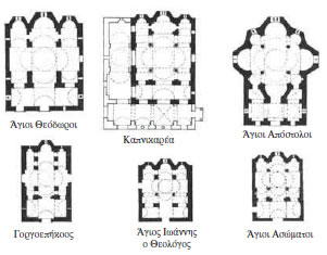 4. Κατόψεις σταυροειδούς βυζαντινού ρυθμού.