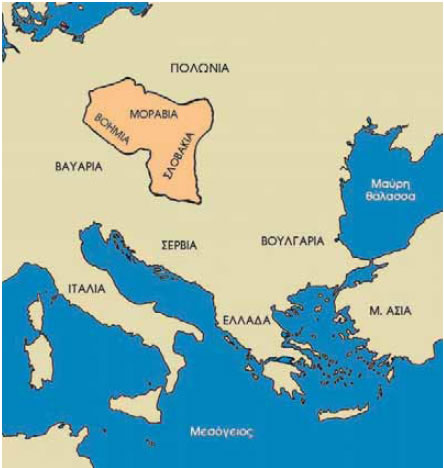 Οι περιοχές που εκχριστιάνισαν οι Κύριλλος και Μεθόδιος.