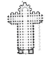 1. Κάτοψη ναού Αγ. Μαρτίνου, Γαλλία. Ρυθμός ρομανικός. Σχήμα ανισοσκελούς σταυρού.