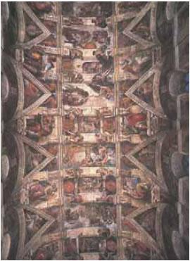 11. Ο θόλος της Καπέλα Σιξτίνα. Έργο του Μιχαήλ Άγγελου. Νωπογραφία