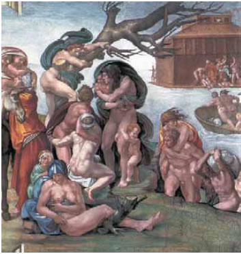 12. Ο Κατακλυσμός του Μιχαήλ Άγγελου. Νωπογραφία στην Καπέλα Σιξτίνα.