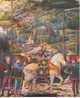 Ιωάννης Η' Παλαιολόγος στη Φλωρεντία. Πίνακας του B. Gozzoli. Ανάκτορο των Μεδίκων, Φλωρεντία