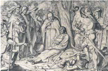 Ο θάνατος του Ζβίγκλιου στο Κάπελ. Από εικονογράφηση βιβλίου του 19ου αι.