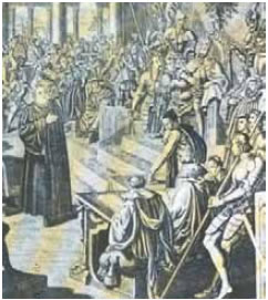 Ο Μαρτίνος Λούθηρος ενώπιον του αυτοκράτορα Καρόλου του Ε' στη Βορμς.