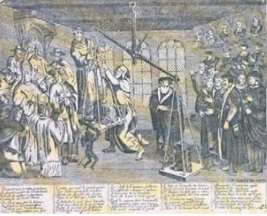 Γαλλική προκήρυξη κατά της Ρωμαιοκαθολικής Eκκλησίας. Στο κέντρο ο Μαρτίνος Λούθηρος.