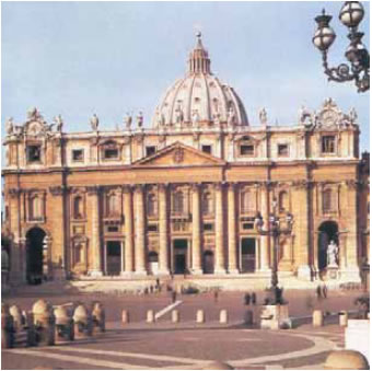 Πρόσοψη της Βασιλικής του Αγ. Πέτρου, Βατικανό. Ρυθμός Μπαρόκ.