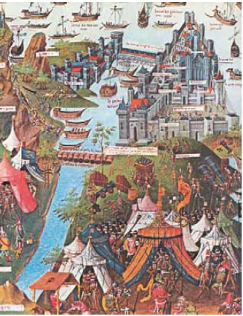 Η πολιορκία της Κωνσταντινούπολης. Γαλλικό χειρόγραφο του 15ου αιώνα.