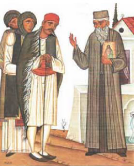 Μοναχός διδάσκει τους Χριστιανούς. Έργο του Γ. Κόρδη