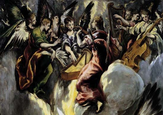 Ο Ευαγγελισμός (λεπτομέρεια, Η συμφωνία των αγγέλων), Δομ. Θεοτοκόπουλος, 1596-1600