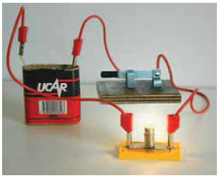 Όταν ο λαμπτήρας συνδέεται με μπαταρία μεγαλύτερης τάσης, φωτοβολεί εντονότερα.